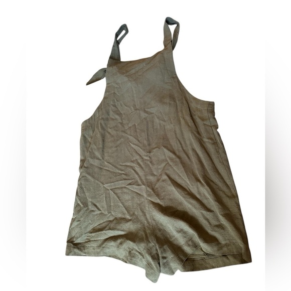Altar’d State Green Linen Overall Romper Small - Picture 4 of 12
